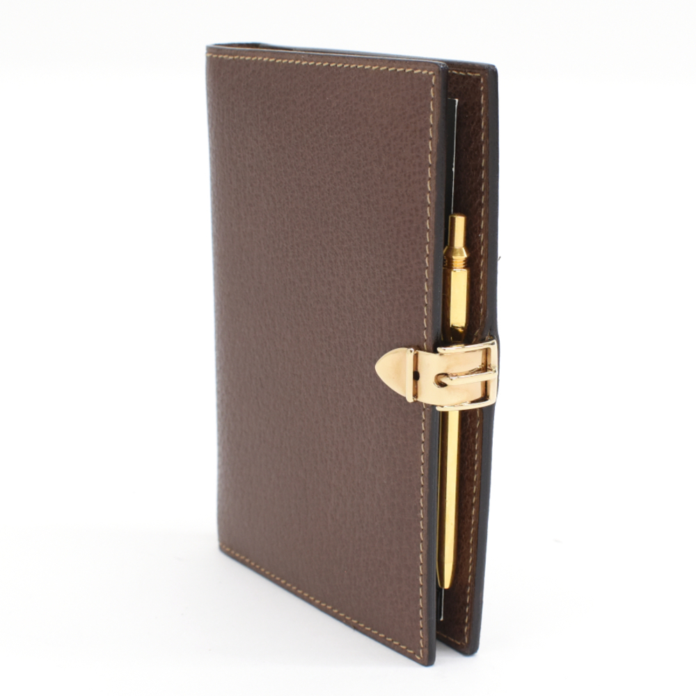 Gucci Leather Gold Hardware Book Agenda Notebook Address Brown
